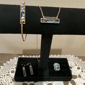 Abalone Necklace, Earring, Ring, Bracelet Set